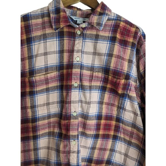 Old Navy 100% Cotton Flannel Plaid The Boyfriend Shirt Classic & Soft sz XL - Picture 2 of 8